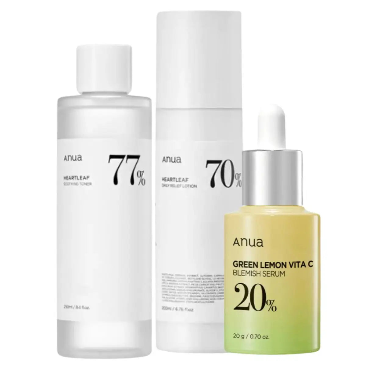 DOKAN ANUA Green Lemon Vita C & Heartleaf 70 Daily Lotion & Heartleaf Soothing Toner Set Anua