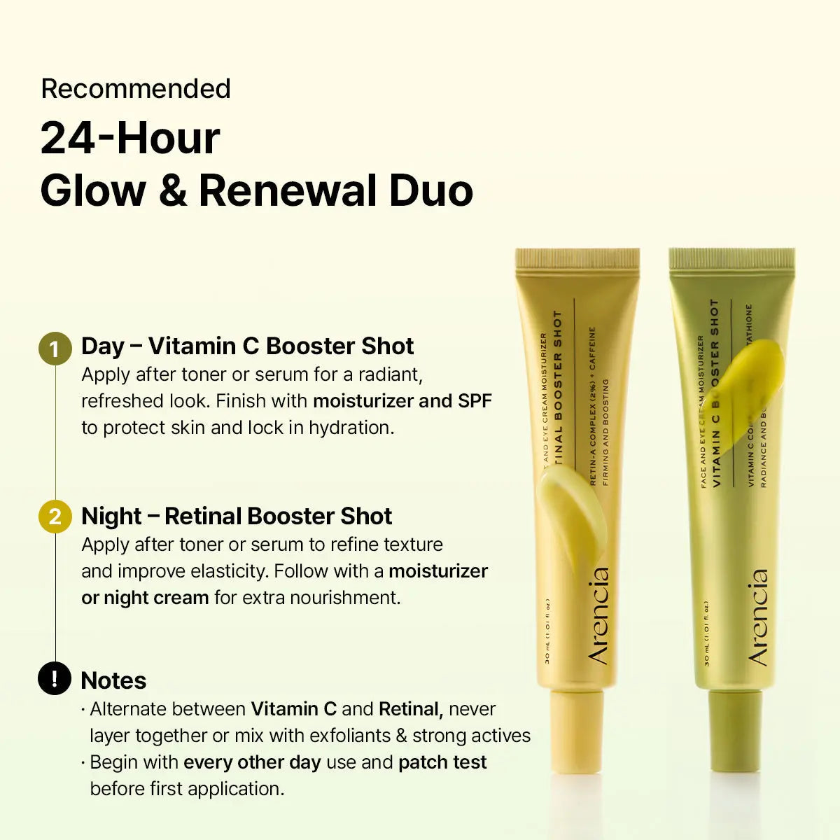ARENCIA Booster Shot Retinal & Vitamin C Skin Renewal Duo