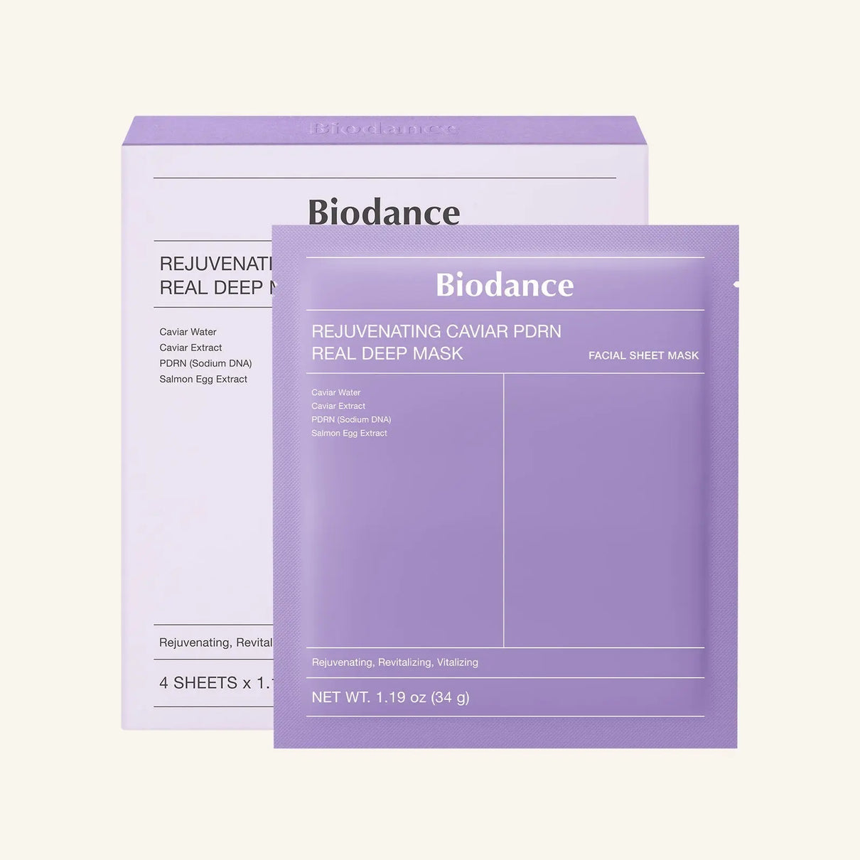 BIODANCE Rejuvenating Caviar PDRN Real Deep Mask 34g 4 pcs