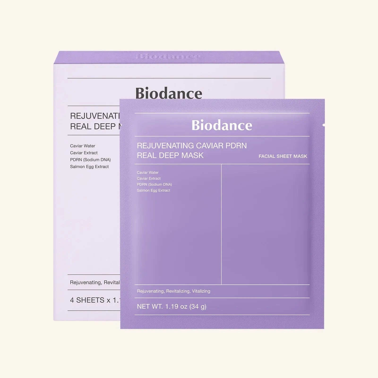BIODANCE Rejuvenating Caviar PDRN Real Deep Mask 34g 4 pcs