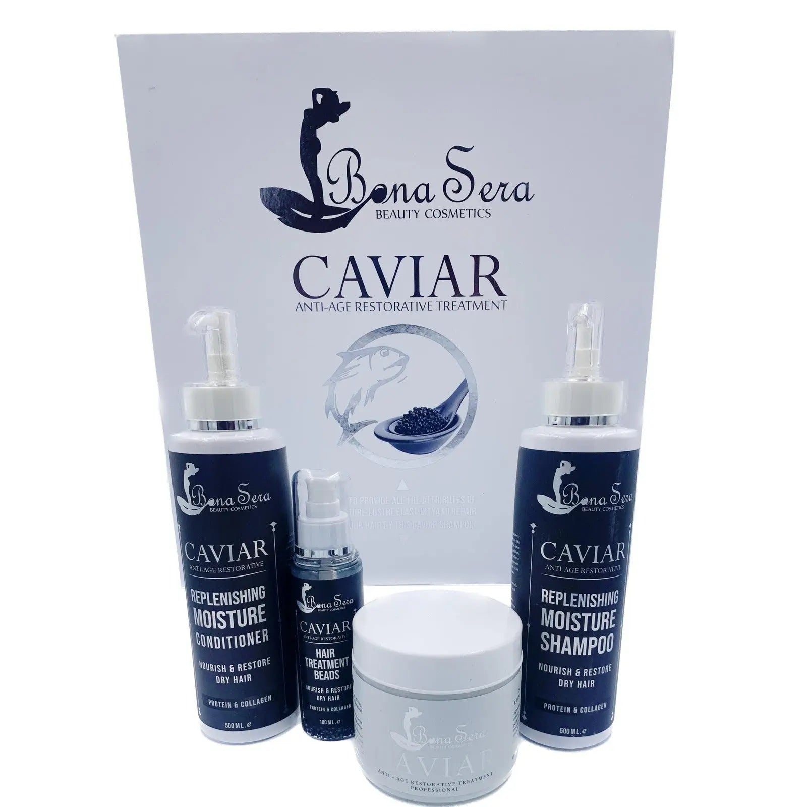 Bona Sera Caviar Anti Age Restorative Treatment Professional Hair care Kit protein & collagen for dry hair - JOLIE'S UAE
