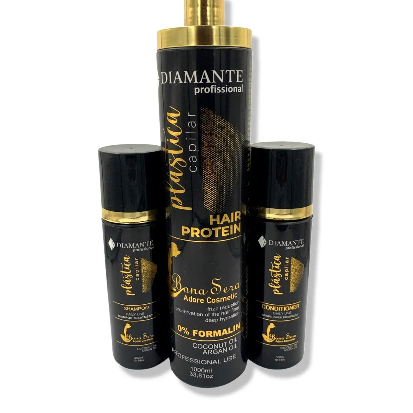 Diamante Profissional Plastica Capilar Brazilian Hair Protein 1000 ML with Moroccan Argan Oil Shampoo & conditioner Treatment 300 ML - JOLIE'S UAE