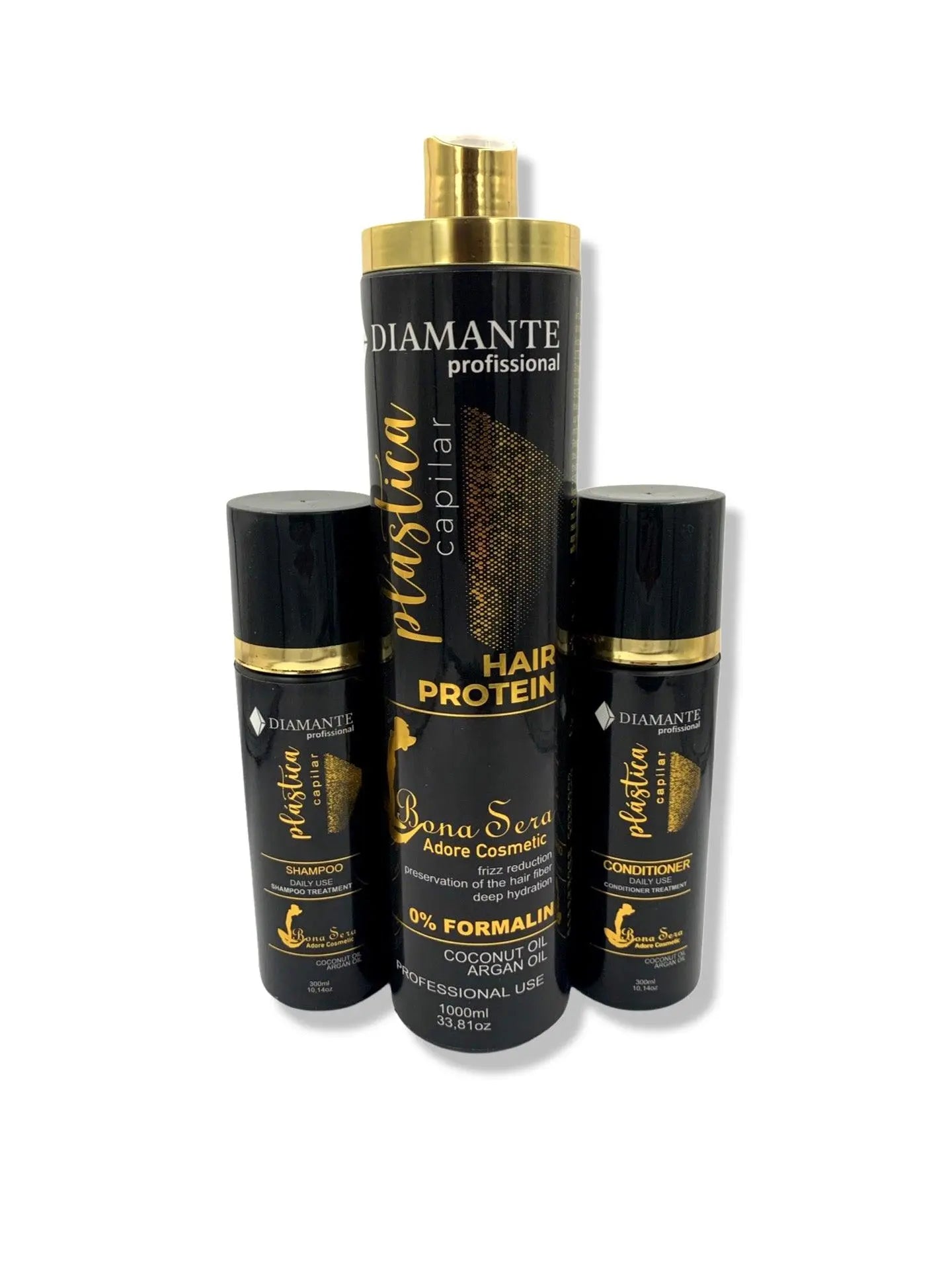 Diamante Profissional Plastica Capilar Brazilian Hair Protein 1000 ML with Moroccan Argan Oil Shampoo & conditioner Treatment 300 ML - JOLIE'S UAE