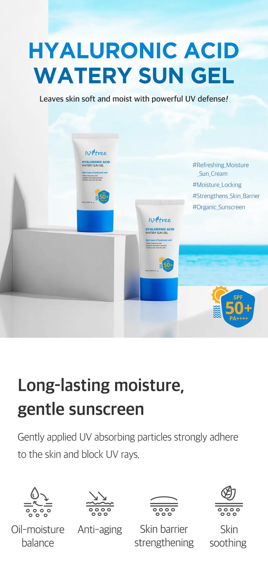 ISNTREE Hyaluronic Acid Watery Sun Gel 50 ml - JOLIE'S