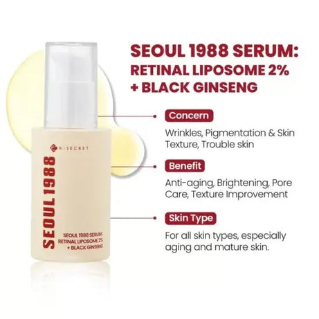 KSECRET SEOUL 1988 Serum: Retinal Liposome 2% + Black Ginseng (30ml) KSECRET SEOUL 1988 JOLIE'S
