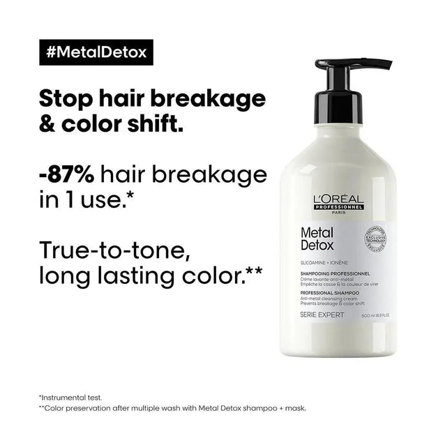 DOKAN L’Oreal  Professionnel Metal Detox Sulfate Free Shampoo with Glicoamine & Ionene for Hair Breakage 500 ml L'OREAL PROFESSIONNEL
