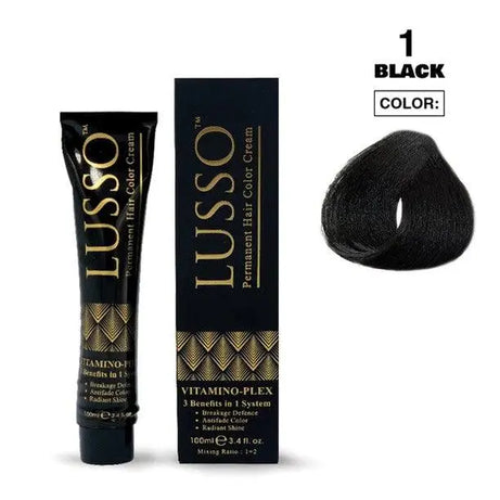 Lusso Permanent Hair Color Cream 100 ML #1 Black - JOLIE'S UAE