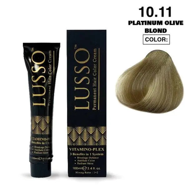 Lusso Permanent Hair Color Cream 100 ML #10.11 Platinum Olive Blond - JOLIE'S UAE