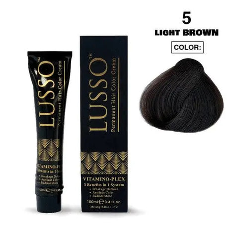 Lusso Permanent Hair Color Cream 100 ML #5 Light Brown - JOLIE'S UAE