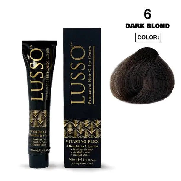 Lusso Permanent Hair Color Cream 100 ML #6 Dark blond - JOLIE'S UAE