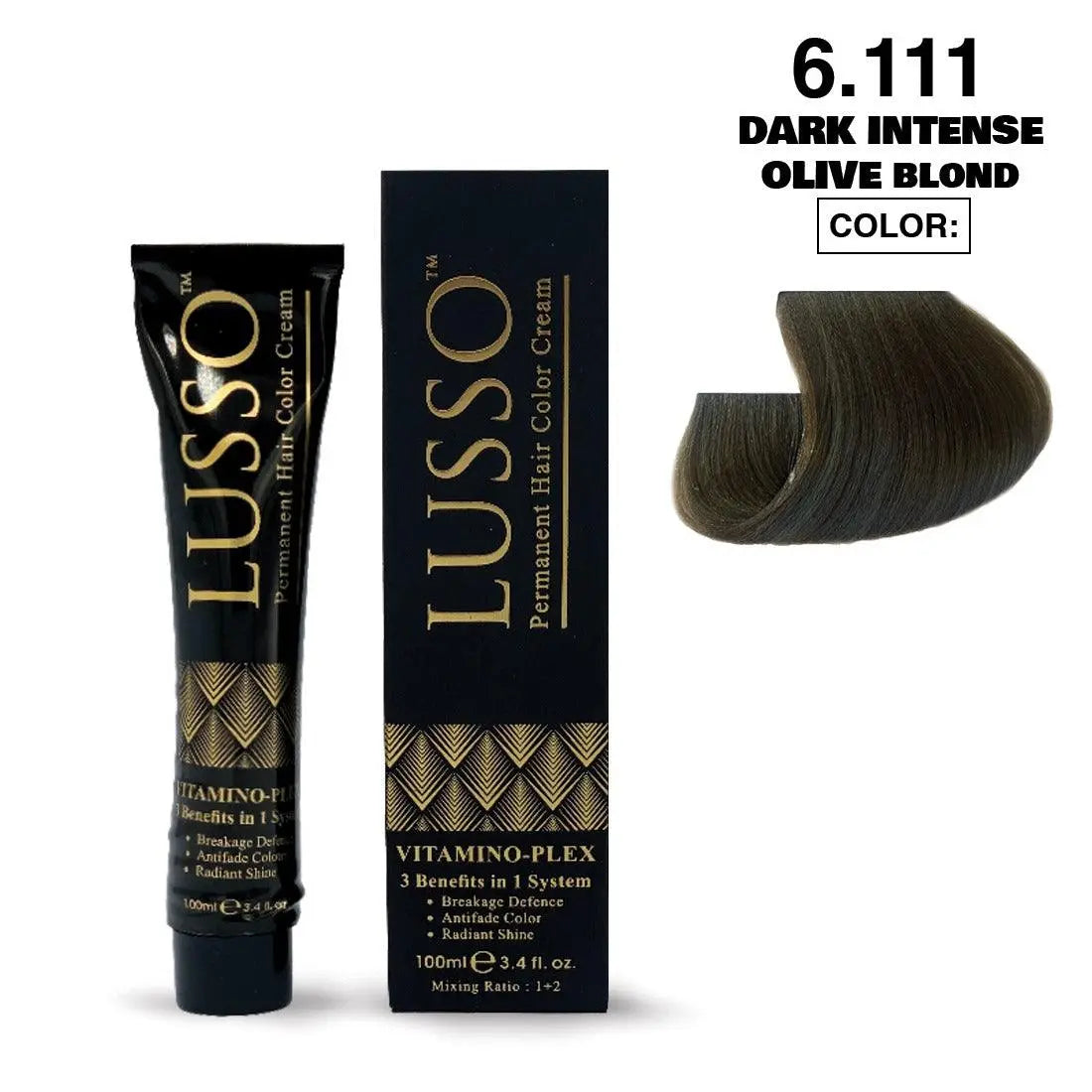 Lusso Permanent Hair Color Cream 100 ML #6.111 Dark Intense Olive Blond - JOLIE'S UAE