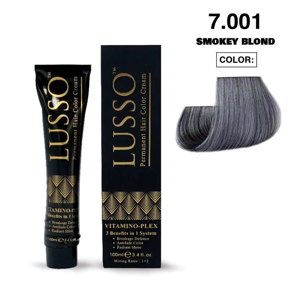 Lusso Permanent Hair Color Cream 100 ML #7.001 Smokey Blond - JOLIE'S UAE