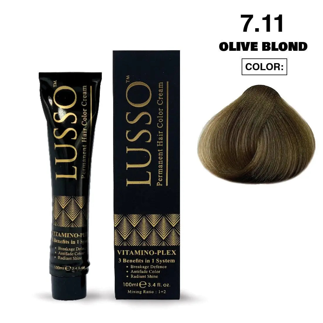 Lusso Permanent Hair Color Cream 100 ML #7.11 Olive Blond - JOLIE'S UAE