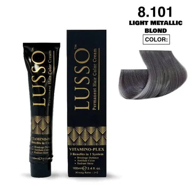 Lusso Permanent Hair Color Cream 100 ML #8.101 Light Metallic Blond - JOLIE'S UAE