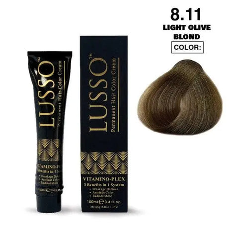 Lusso Permanent Hair Color Cream 100 ML #8.11 Light Olive Blond - JOLIE'S UAE