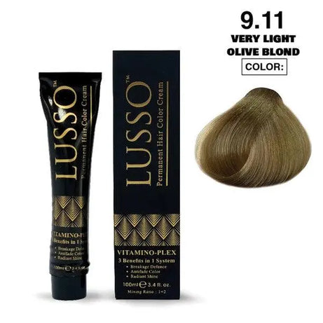 Lusso Permanent Hair Color Cream 100 ML #9.11 Very Light Olive Blond - JOLIE'S UAE