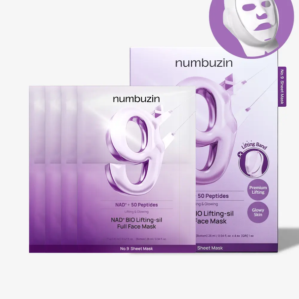 NUMBUZIN No.9 NAD+ BIO Lifting-sil Full Face Mask (4 Sheets + Lifting Band) numbuzin JOLIE'S