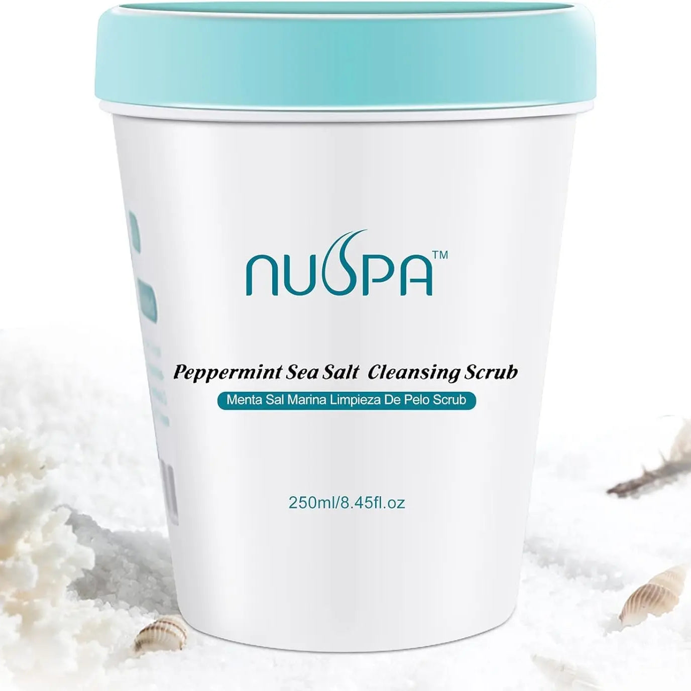 NUSPA Peppermint Sea Salt Scalp Scrub,Purifying Refreshing Scalp Cleaner,Itch Reducing Shampoo, Natural Dandruff Scalp Exfoliantor Hair Wash with Jojoba Oil and Avocado Oil NUSPA JOLIE'S