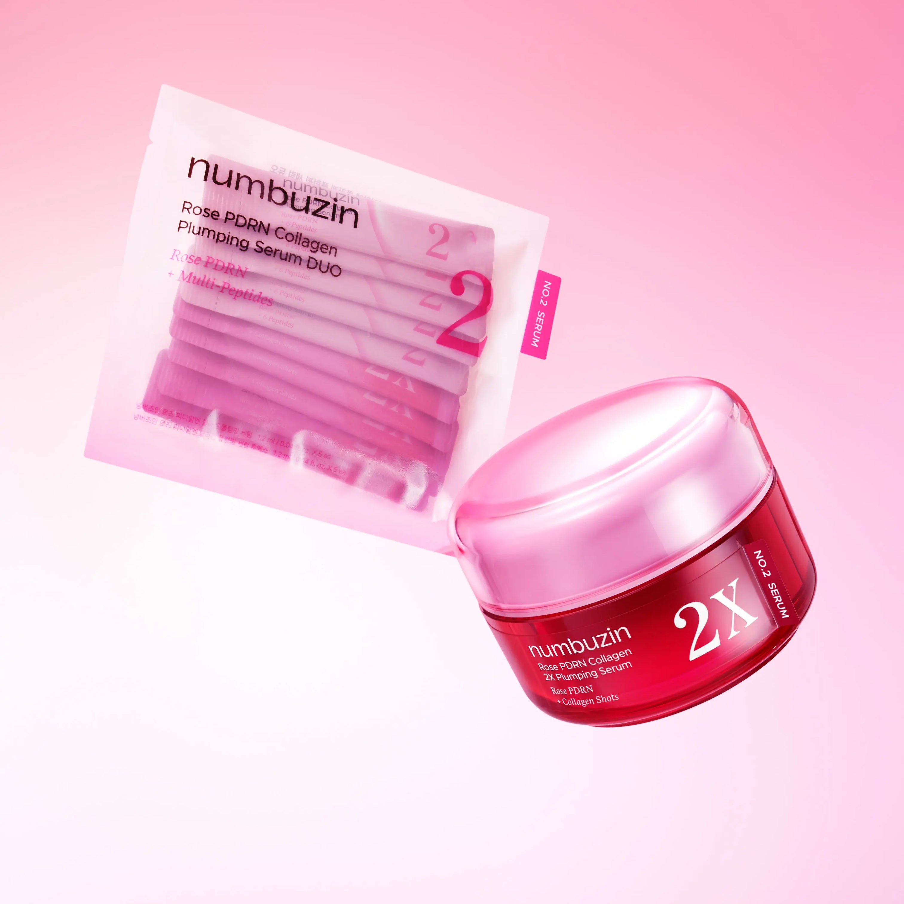 Numbuzin No.2 Rose PDRN Collagen 2X Plumping Serum + Collagen Shot 30ml Glam Secret