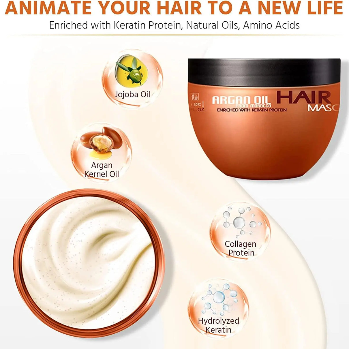 Nuspa Argan Oil Hair Mask Deep Conditioner Sulfate Free 250 ML - JOLIE'S UAE