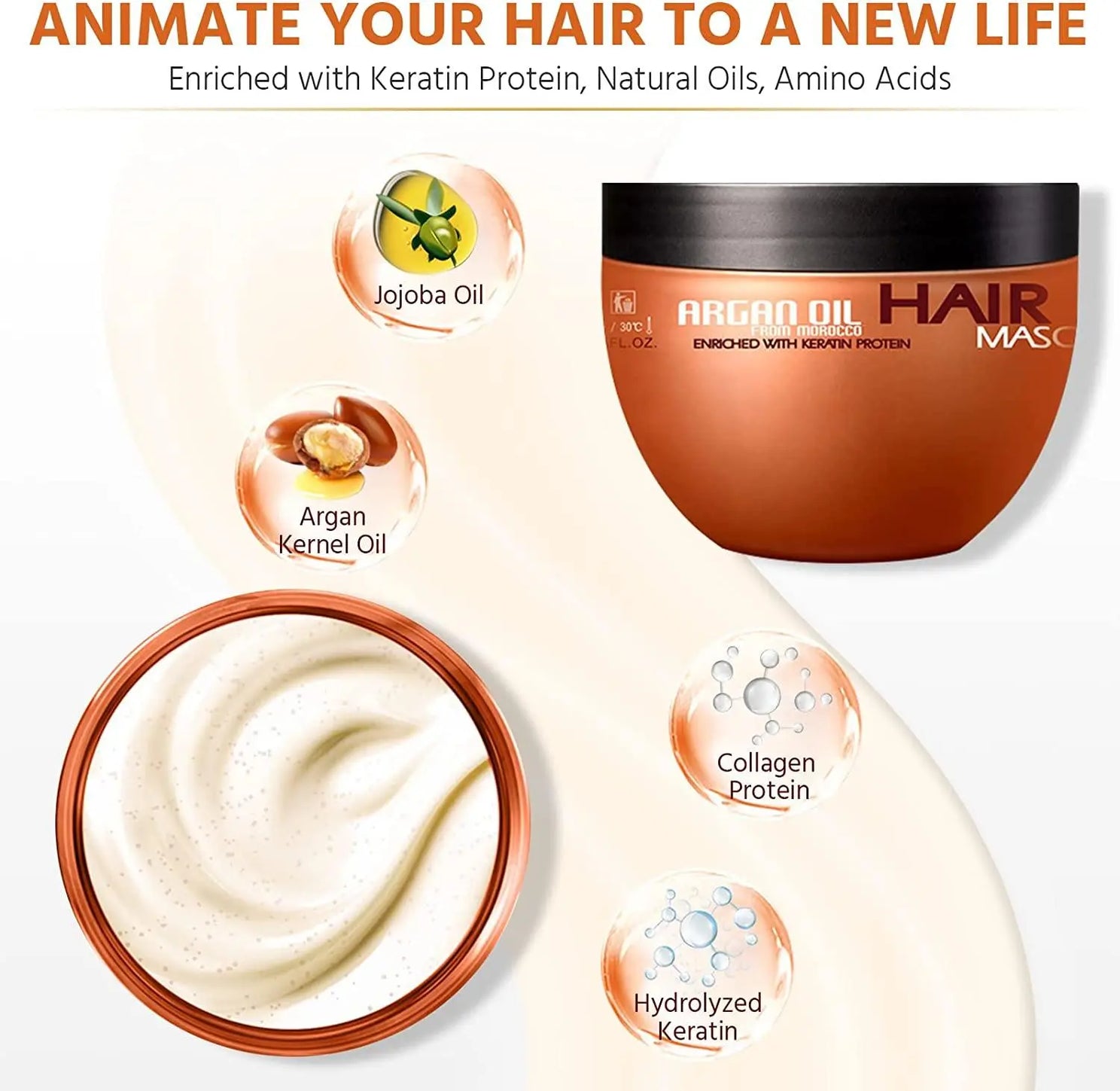 Nuspa Argan Oil Hair Mask Deep Conditioner Sulfate Free 250 ML - JOLIE'S UAE