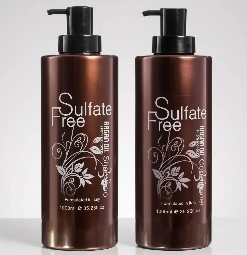 Nuspa Natural Organic Sulfate Free Moroccan Argan Oil Shampoo and Conditioner Set - Color Safe Treatment, UV Protection, Intense Moisturizing For Dry, Damaged, Frizzy, Volumizing for Thin Hair 1000 ml NUSPA JOLIE'S