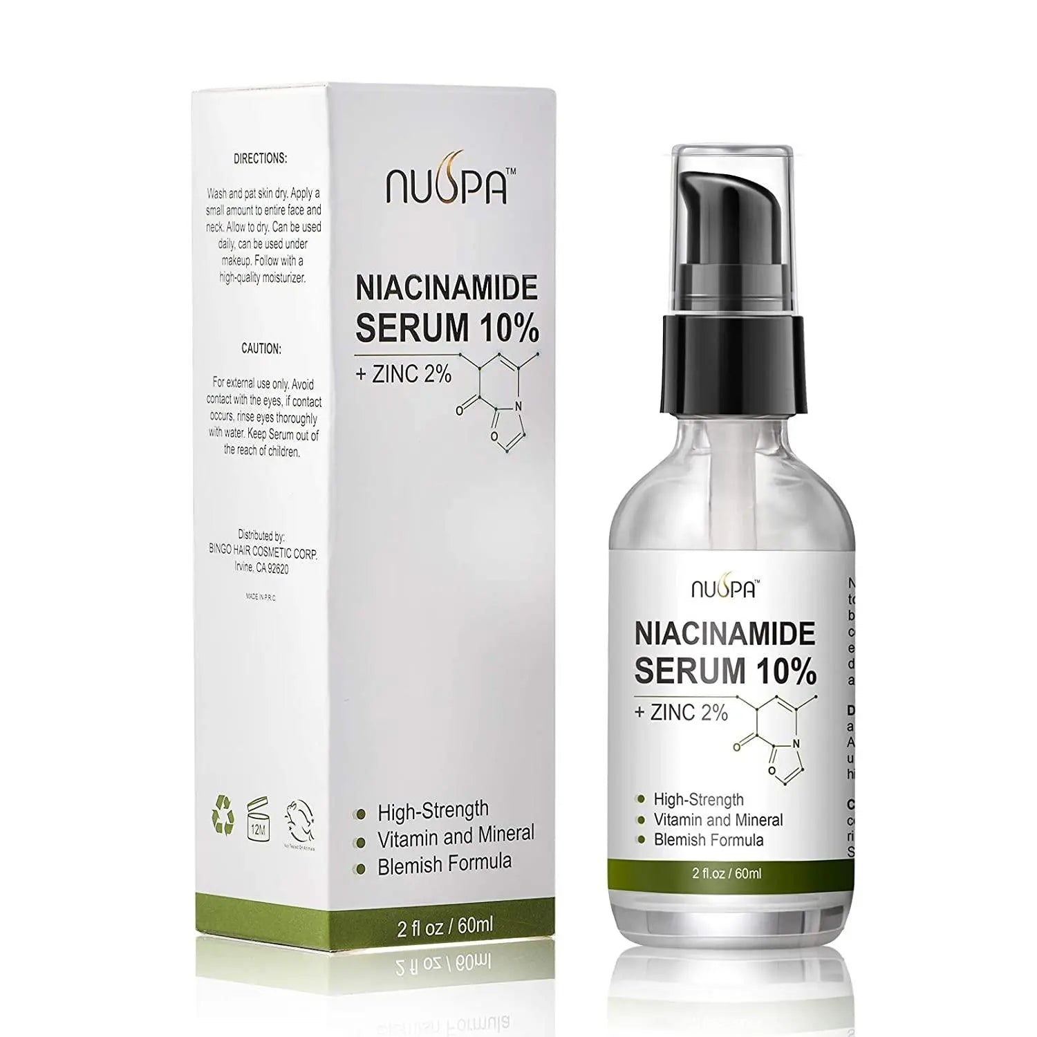 Nuspa Niacinamide Serum 10% for Circles Age Spots Pore Cleanser Acne Scars Sun Damage Corrector Plump Skin Organic Anti Aging Serum - JOLIE'S UAE