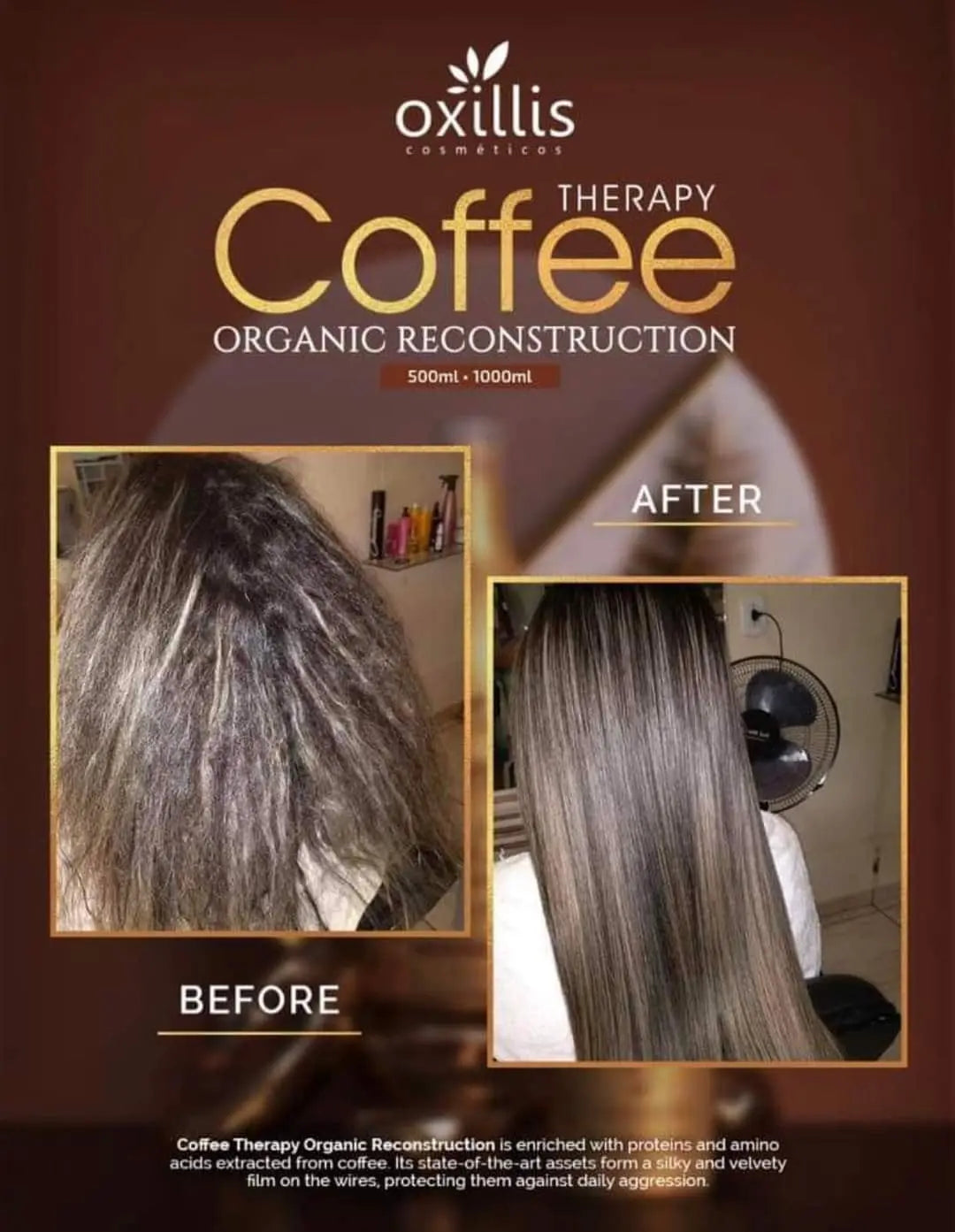 OXILLIS Coffee Therapy Brazilian Protein Hair Straightener 1000 ML - JOLIE'S