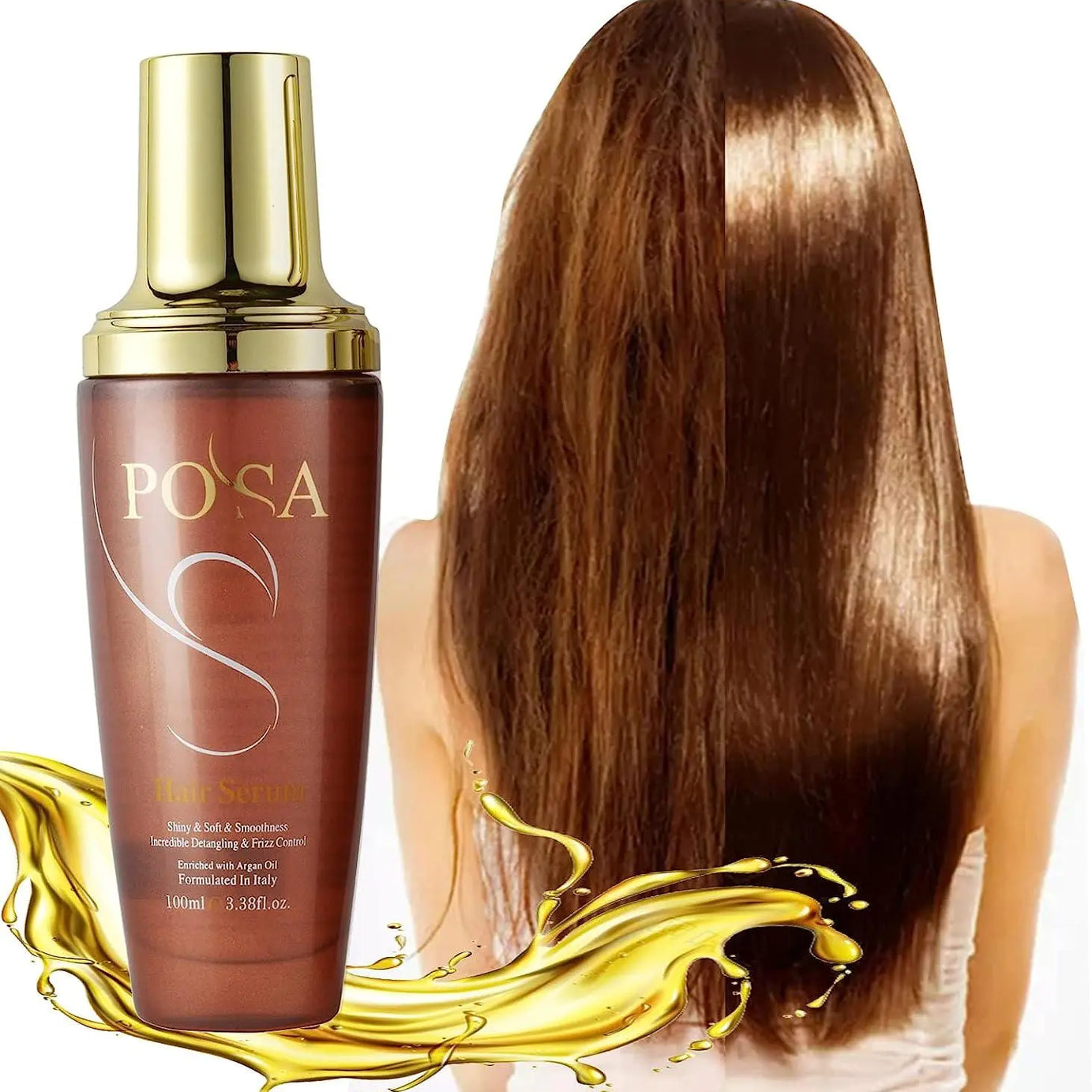 POSA 30 Seconds Rescue Smooth Hair Serum, Intense Moisture Argan Hair Oil for Dry Damaged, Silk Hair Oil,Hydrating Nature Keratin Infused for Curly Hair,Frizzy Daily Deep Moisturizing Hair Treatment Oil - JOLIE'S UAE